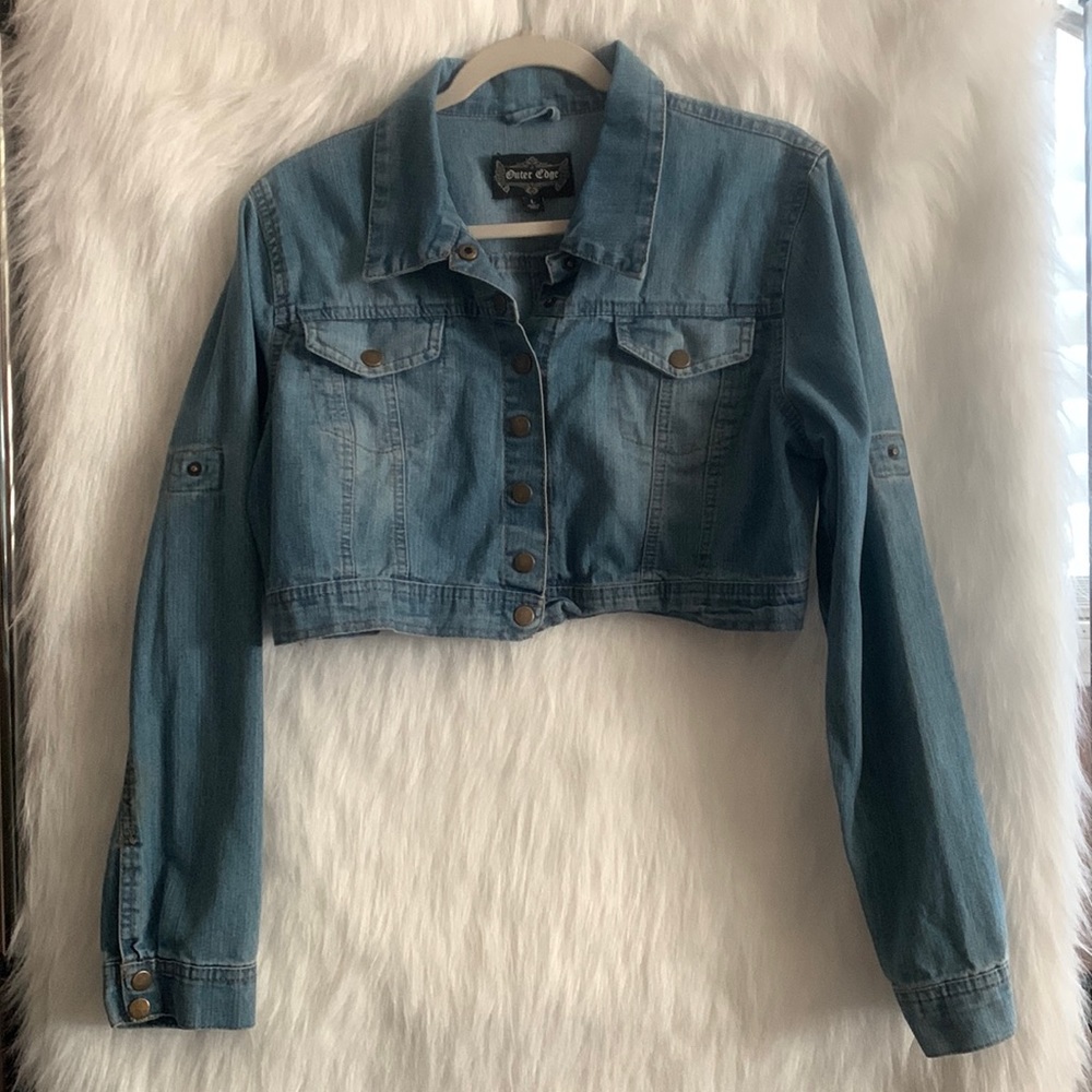 Outer Edge cropped Jean Jacket L